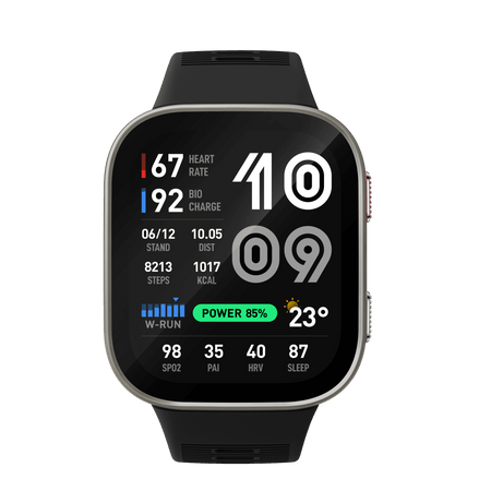 Amazfit Bip Max European Silver — ecran AMOLED 2.07 inci, vedere frontală