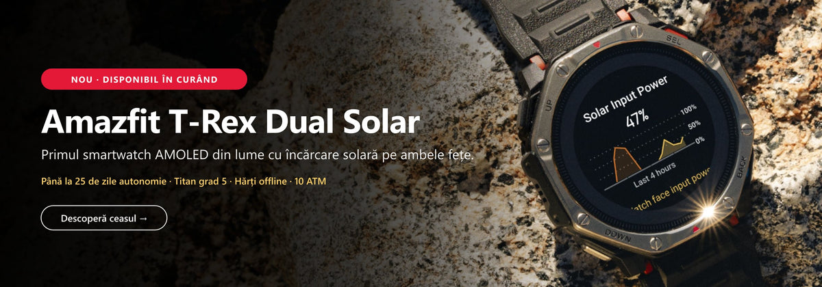 Amazfit T-Rex Dual Solar — disponibil în curând