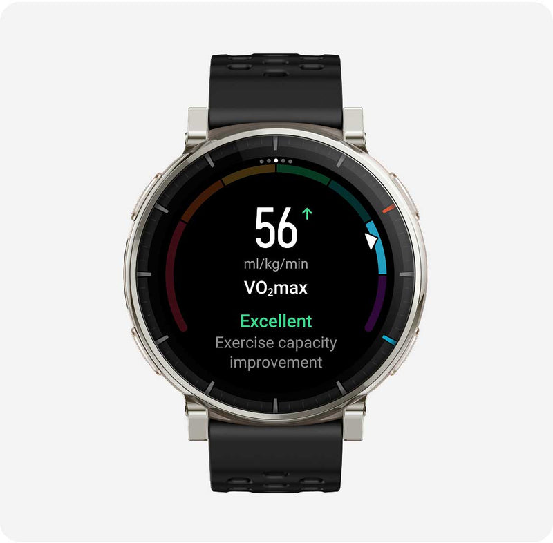 active 3 premium — Straight-on front render, VO2max screen