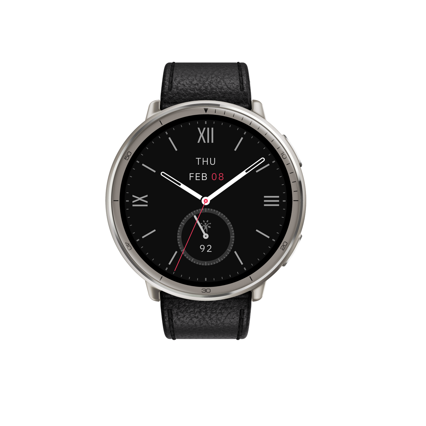 Amazfit Active 2 NFC (Round) Black Leather + Red Silicone