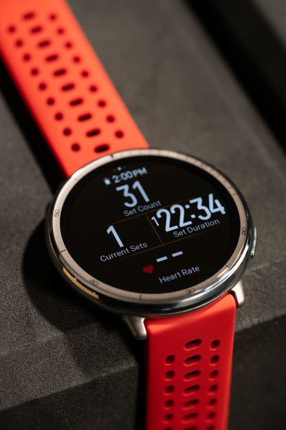 Amazfit Active 2 NFC (Round) Black Leather + Red Silicone