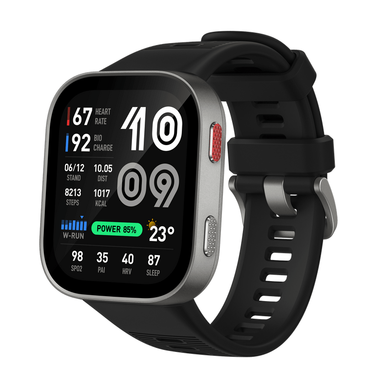 Amazfit Bip Max — profil stânga la 45 de grade