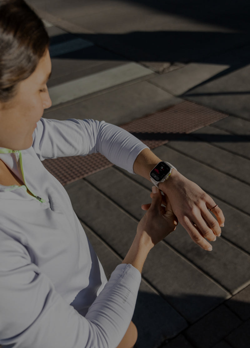amazfit cheetah square — On-wrist lifestyle, woman running outdoors